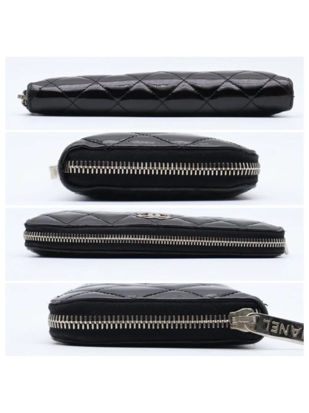Chanel Quilted Brilliant Wallet Patent Black